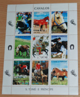 SAO TOME E PRINCIPE 1995, Horses, Animals, Fauna, Mi #1513-21, Miniature Sheet, MLH* - Horses