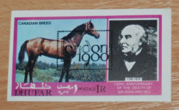 DHUFAR 1979, Horses, Animals, Fauna, Overprint, Imperf, Souvenir Sheet, MNH** - Horses