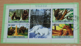 SAO TOME E PRINCIPE 2007, Bears, Animals, Fauna, Miniature Sheets, Used - Bears