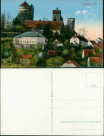 Ansichtskarte Stolpen Burgrestaurant, Stadt - Burg 1913  - Stolpen