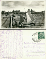 Ansichtskarte Zinnowitz Seebrücke, Segelboote, Hotels 1934  - Zinnowitz