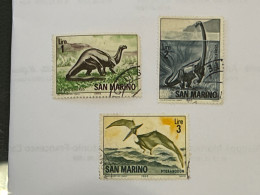 1965 - Serie Animali Preistorici: 3 Francobolli Usati (lire 1, Lire 2, Lire 3)  (vedi Foto) - Usados