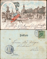 Ansichtskarte Litho AK Rastatt 2 Bild: Brunnen U. Hauptstraße 1897 - Rastatt