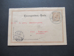 Österreich / Sudeten 1895 GA Fragekarte Großer K2 Reichenberg Stadt Nach Kiel Gesendet / Franz Rehwald Söhne Reichenberg - Tarjetas