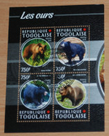 TOGO 2015, Bears, Animals, Fauna, Mi #6709-12, Miniature Sheet, Used - Beren