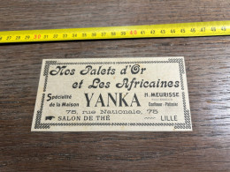 1921 GHI Publicité Nos Palets D'Or Et Les Africaines Spécialité De La Maison YANKA MEURISSE Lille - Collections