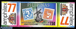 Philippines 1977 AMPHILEX 1V, Mint NH, History - Various - Netherlands & Dutch - Stamps On Stamps - Mills (Wind & Water) - Geografía