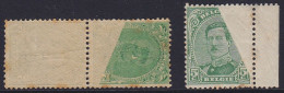 Belgique - N°137 * 5c Vert Albert 1e - Impression Recto/verso & Variété D'impression - Petites Rousseurs - 1915-1920 Alberto I