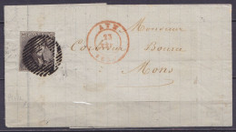 Superbe L. Datée 23 Février 1850 De Lessines Affr. N°1 P7 Càd ATH /23 FEV 1850 Pour MONS (au Dos: Càd Arrivée MONS) - Ra - 1849 Epauletten