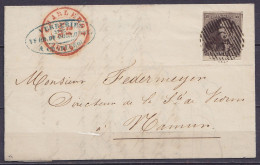 Superbe L. Affr. N°1 (margé & BdF) P25 Bien Marqué Càd CHARLEROY /21 NOV. 1849 (centre Décalé) Pour NAMUR (au Dos: Càd A - 1849 Schulterklappen