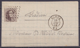 L. Affr. N°14 Lpts "264" Càd NAMUR /10 MAI 1865 Pour FLAVION (au Dos: Càd Arrivée ANTHEE) - Superbe ! Luxe ! - 1863-1864 Medallions (13/16)