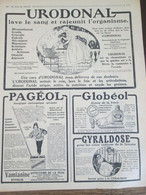 Publicité  Médicaments   1916  Urodonal   Pagéol   Globéol   Gyraldose Kneipp Aspirine      Abbé Hamon Cure - Ohne Zuordnung