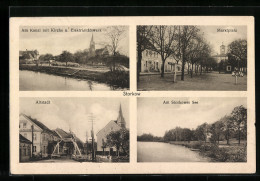 AK Storkow, Am Kanal Mit Kirche Und Elektrizitätswerk, Marktplatz, Altstadt, Storkower See  - Storkow