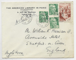 GANDON 3FR VERTX3 N°792  LETTRE AVION PARIS 12.7.1948 POUR ANGLETERRE  AU TARIF - 1945-54 Marianna Di Gandon