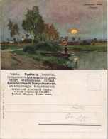 .Niedersachsen Lüneburger Heide - Künstlerkarte Mondschein 1908 - Lüneburger Heide