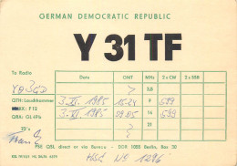 German Democtaric Republic Radio Amateur QSL Card Y31TF  Y03CD 1985 - Radio Amateur