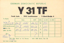 German Democtaric Republic Radio Amateur QSL Card Y31TF  Y03CD 1985 - Radio Amatoriale