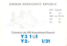 German Democtaric Republic Radio Amateur QSL Card Y31WI  Y03CD 1984 - Radio Amatoriale