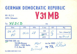 German Democtaric Republic Radio Amateur QSL Card Y31MBY03CD 1985 - Radio Amatoriale