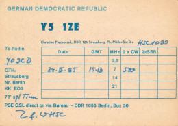 German Democtaric Republic Radio Amateur QSL Card Y51ZE Y03CD 1984 - Radio Amatoriale