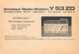 German Democtaric Republic Radio Amateur QSL Card Y53ZD Y03CD 1984 - Radio Amatoriale