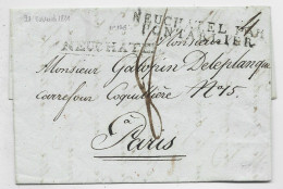 HELVETIA SUISSE MARQUE NEUCHATEL 1811 LETTRE + MARQUE ENTREE NEUCHATEL PAR PONTARLIER POUR PARIS - ...-1845 Prephilately