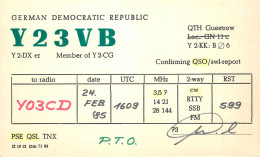 German Democtaric Republic Radio Amateur QSL Card Y23VB Y03CD 1985 - Radio Amatoriale