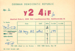 German Democtaric Republic Radio Amateur QSL Card Y24IF Y03CD - Radio Amatoriale