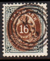 1895. DANMARK. 16 Øre Perf. 12 3/4 Normal Frame. Fine Cancel K 3.  (Michel 27 I Y B B) - JF543748 - Used Stamps