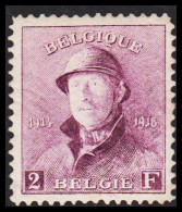 1910. BELGIE Albert I. With Helmet. 2 F Beautifully Centered NEVER HINGED Stamp. Rare Stamp I... (Michel 156) - JF543763 - 1915-1920 Albert I.