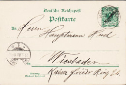 1900. Kamerun Overprint On 5 Pf. REICHSPOST Deutsche Reichspost Postkarte To Wiesbaden, Germany Cancelled ... - JF543818 - Camerún