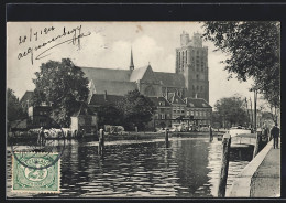 AK Dordrecht, Uferpartie Mit Kirche  - Dordrecht