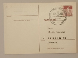 Postkarte Berlin 8Pf - Sonderstempel Zentralflughafen Tempelhof - Postcards - Used