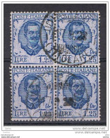 REGNO:  1926  FLOREALE  -  £. 1,25  INDACO  E  OLTREMARE  BL. 4  US. -  SASS. 202 - Oblitérés