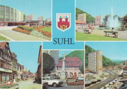 3067 - Suhl - Stadthalle, Waffenmuseum, Hochhäuser, Steinweg, Waffenschmiedbrunnen, Wilhelm-Pieck-Strasse - Suhl