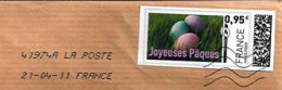 MON TIMBRE EN LIGNE  " JOYEUSES PÂQUES " (OEUFS) OBLITÉRÉ SUR ENVELOPPE ENTIÈRE_T1120 - Altri & Non Classificati