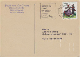 1096 Europa/CEPT 50 Pf EF Postkarte ALTENA 10.6.81 Mit Weißer 8-Strich-Codierung - Post