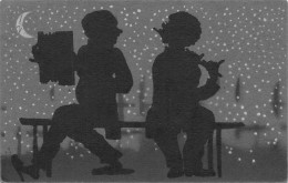 Silhouette * CPA Illustrateur Art Nouveau Jugendstil * Joueur De Flute Et Photographe * Silhouettiste Art Nouveau - 1900-1949