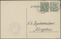 Württemberg DP 43 I B/02 Dienst-PK + Zufrankatur OEHRINGEN 31.10.18 N. Künzelsau - Enteros Postales