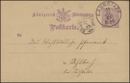 Württemberg P 26I Ziffer 5 Pf. CANNSTATT 11.7.85 Nach OBERTÜRKHEIM 11.7.85 - Postal  Stationery