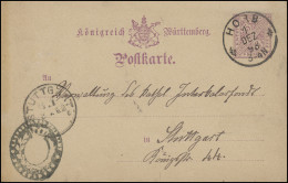 Württemberg DP 24 Ziffer 5 Pf Amtlicher Verkehr HORB 1.12.98 Nach STUTTGART 1.1. - Postal  Stationery