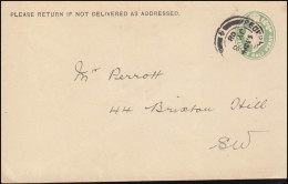 Großbritannien Umschlag König Edward VII. Halfpenny Hellgrün, London 8.8.1908 - Oil