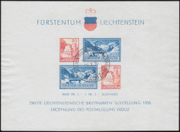 Liechtenstein Block 2 Vaduz Postmuseum / Ausstellung - Sonderstempel 26.10.1936 - Gebruikt