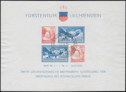 Liechtenstein Block 2 Vaduz Postmuseum / Ausstellung - Sonderstempel 26.10.1936 - Gebraucht