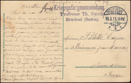 Kriegsgefangenenpost / Kriegsgefangenensendung Prof. Specht Aus BRUCHSAL 19.3.15 - Feldpost (postage Free)