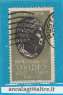 USATI ITALIA 1957 - Ref.0107C - "OVIDIO" 1 Val. Da L.25 - - 1946-60: Oblitérés