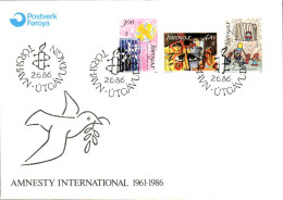 FEROE FDC 1986 25 ANS AMNESTY INTERNATIONAL - Färöer Inseln