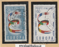 USATI ITALIA 1957 - Ref.0107E - "EUROPA CEPT" Serie Di 2 Val. Da L.25 E L.60 - - 1946-60: Oblitérés