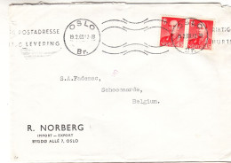 Norvège - Lettre De 1960 - Oblit Oslo - Exp Vers Schoonaarde - - Covers & Documents