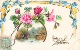 FÊTES - VŒUX - Vœux Sincères - Fleurs - Pont - Carte Postale Ancienne - Other & Unclassified